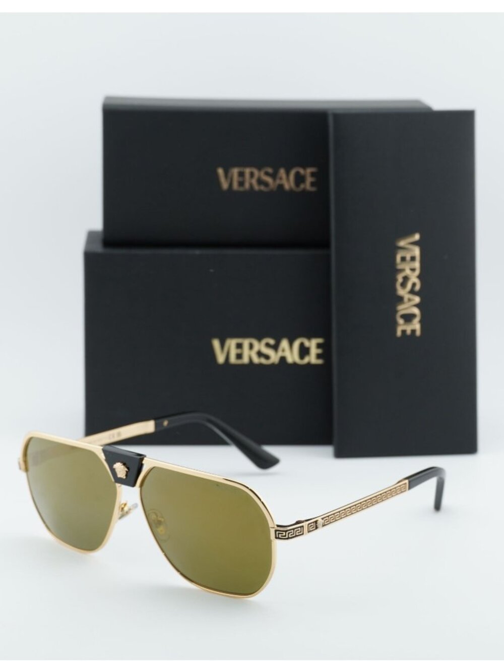 Versace VE2294 10025A Aviator Sunglasses – Gold / Brown